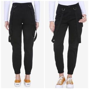 NEW Hot Topic Black Suspender 90s Y2K Trouser Jogger Pants Sz 3